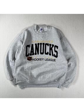 Vintage 90s Vancouver Canucks Russell Athletic Spellout Crew